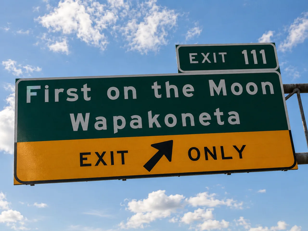 First On The Moon Wapakoneta Exit Sign